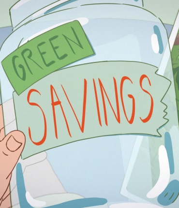 Green savings jar illustration